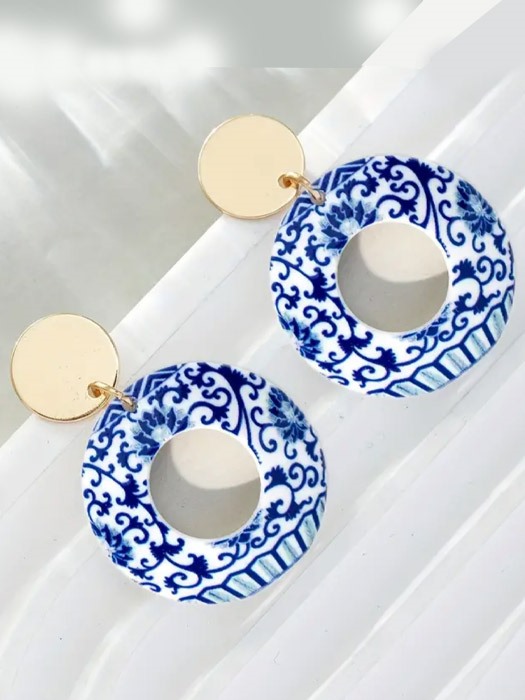 گوشواره دایره با طرح چینی 